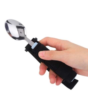 Easy grip eating aids spoon adaptive dining harness Rotating stainless steel holder cutlery set geriatric care open arthritis disabled patient dining scoop utensil with auxiliary belt