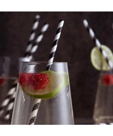 Black White Paper Straws Pack of 100 Black Stripe Cocktail Drinking Straws Biodegradable Disposable 6*197mm - Buy Online on GoSupps.com