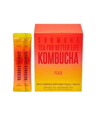 SUNMANC Kombucha 30 packets (5.4oz), Sparkling Probiotic Fermented Drink from South Korea, Gut Health and Immunity Support, Convenient Powdered Drink Mix, Tea Powder, Low Calories, Sugar 0g, Low Caffeine, No Refrigeration