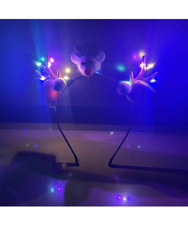 Carufin LED Glowing Elk Headband Antlers Hair Clip Christmas Headband Photography Props Hair Hoop Headwear Hair Accessories for Women Girls (A) - Buy Online on GoSupps.com