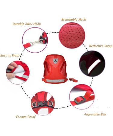 Femax Cat Dishes with Leash for Dogs & Cats - Soft Mesh No Pull Reflective Adjustable Puppy Gear for Walking & Training - XS (Chest 26-29 cm) - Red - Buy Online on GoSupps.com