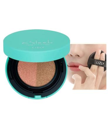 LIZLY Tone-Up Cushion Multi-Cover Cushion Foundation Skin Tone Correction Gloss Watery Skin Cooling Tone-Up Highlight + Coverage LIZLY C Sleek Toneup Cushion Foundation SPF50+ PA+++ Korean Cosmetics Sunscreen