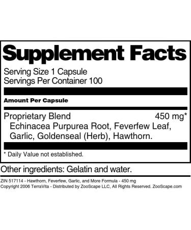 Hawthorn Feverfew Garlic and More Formula - 450 mg (100 Capsules ZIN: 517114) - 3 Pack - Buy Online on GoSupps.com