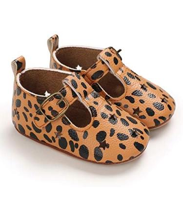Baby Girl's First Walking Shoes - Mary Jane PU Leather Anti-Slip Princess Shoes | Infant Baby Shoes 0-6 Months | C Leopard Pattern - Buy Online on GoSupps.com