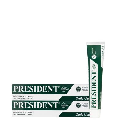 President Set with 2 toothbrush classic for everyday use.Anti-plaque caries refreshing anti-halitosis.With vegetable extracts from Melissa sage chamomile.RDA 50. 2 x 75 ml - Buy Online on GoSupps.com