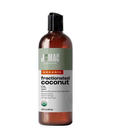 J MAC BOTANICALS Organic Fractionated Coconut Oil (16 oz) Fractionated coconut oil for essential oils, Coconut Carrier oil for diluting essential oils, leave in conditioner for dry damaged hair
