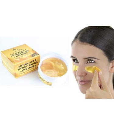 24K Gold Lift Hydrating Gel Under Eye Mask Treatment Patches 30 Pairs Anti Aging Lightens Dark Circles Anti Wrinkle - Formulated With Collagen Retinol Hyaluronic Acid