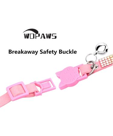 WDPAWS Cat Collar Breakaway Bling Diamond Rhinestone with Bell - Adjustable for Cats and Kittens - Pink - Buy Online on GoSupps.com