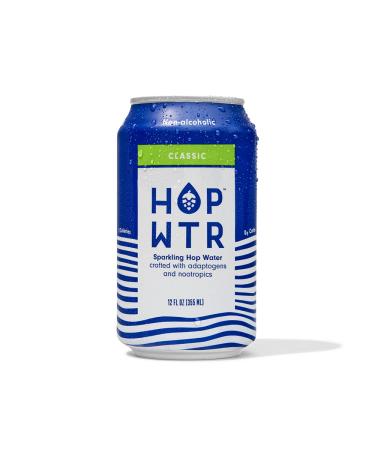 HOP WTR - Sparkling Hop Water - Classic (12 Pack) - NA Beer, No Calories or Sugar, Low Carb, With Adaptogens and Nootropics for Added Benefits (12 oz Cans)