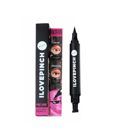 ILOVEPINCH Hotline Dual Liquid Eyeliner Pen - Stamp Wingliner & Precision Tip - Long Lasting - Color Black - 0 10 oz