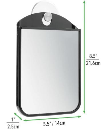 mDesign Bathroom Shower Suction Fog Away Shaving Mirror - Black/Brushed - Anti-Fog Technology - Buy Online on GoSupps.com