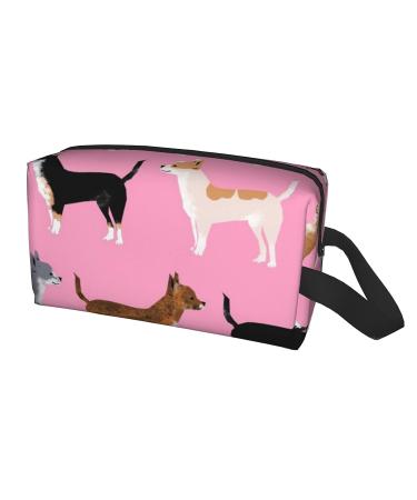 Cute Chihuahua Dog Cosmetic Bag | Large Pink Travel Toiletry Organizer | Portable Makeup Bag for Dogs Lovers - Buy Online on GoSupps.com