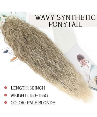 PORSMEER 28 Ash Blonde to Platinum Long Beach Wave Ponytail Extension - Synthetic Drawstring Hairpiece for Women - Buy Online on GoSupps.com
