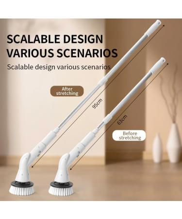 Electric Spin Scrubber Cordless Cleaning Brush with 6 Replaceable Brush Heads and Adjustable Extension Handle 450Rpm Automatic Brush Cleaner for Bathroom Floor Tile - Buy Online on GoSupps.com