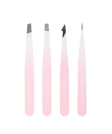 Brushworks Combination Tweezers 4-Piece Set - White | Premium Quality Tweezers for Precision Grooming & Style | International Shipping Available - Buy Online on GoSupps.com
