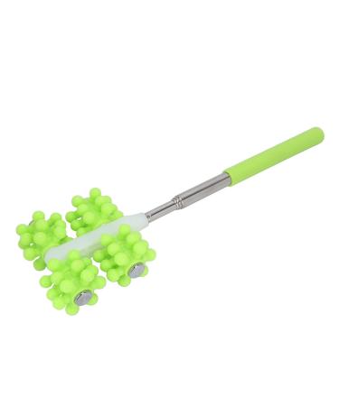 Telescopic roller massager sore muscles pain relief back roller massage tab adjustable length slippery handle several applicable parts solid and stable (green)
