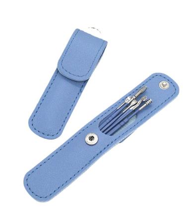 TJCGCKK 6 in 1 Ear Pick Earwax Removal Kit Portable Ear Cleaner Tool Set Stainless Steel Ear Scoops (Blue)