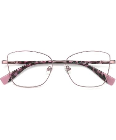 QECEPEI Blue Light Glasses - Thin Metal Frame Clear Non-Prescription Lenses in Pink | Stylish & Comfortable Eye Protection for Screens - Buy Online on GoSupps.com