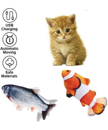 BangShou 2 Pieces Electric Moving Fish Cat Toy with Catnip - Interactive Realistic Flapping Wagging Fish for Kitten - Buy Online on GoSupps.com