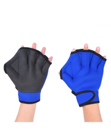 EXCEREY 1 Pair Men Women Children Swimming Webbed Paddling Palm Gloves Water Resistance Aquatic Fitness Training Aqua Fit for Surfing, Snorkeling, Diving blue Large