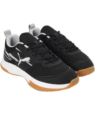 PUMA Unisex Kinder Varion Li Jr Indoor Court Shoe - 34 EU Black Cool Light Gray Yellow Blaze Gum | International Shipping Available - Buy Online on GoSupps.com