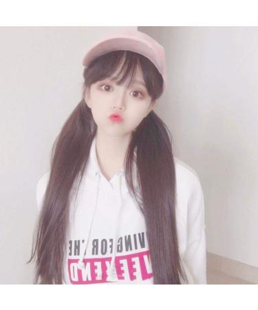 Buy Long Straight Wig with Air Bangs - Natural Realistic Women's Hair in Dark & Light Brown - Perfect for Cute Temperament & Face Repair - Buy Online on GoSupps.com