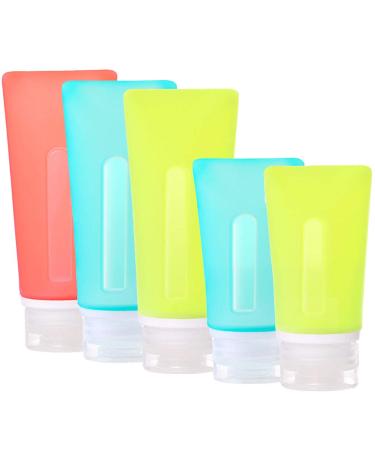 JasCherry Silicone Bottle 5 Pack Silicone Travel Bottles 89ml and 60ml