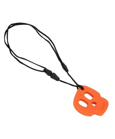 Heat Resistant Chew Teething Necklace Durable Toy Reduces Stress (Orange Skull Teether)