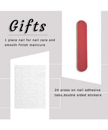Twinklede White Matte Coffin Press on Nails - 24 PCS Full Cover Acrylic False Nails for Women and Girls - Buy Online on GoSupps.com