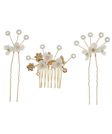 Ipetboom 1 Set Bridal Hairpin Compost Bucket with Lid Japanese Hair Pin Hair Comb Japanese Chopsticks Headpiece for Bride Hair Decorations Alloy European and American Women's Ceramic Flower