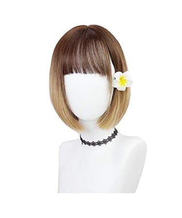 BGHJUE Short Wig Ombre Bob Heat Resistant Synthetic Lace Front Wigs30cmPinkgray Pink gray30cm
