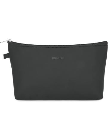 WANDF Cosmetic Bag for Women Makeup bag Organizer Mini Makeup Pouch for Purse Water Resistant Girls Gift(Pure Black) Pure Black Small