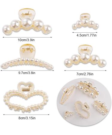 5Pcs Non-Slip Pearl Hair Clips for Women - Strong Plastic Hair Claw Clips for Thick & Fine Hair - Buy Online on GoSupps.com