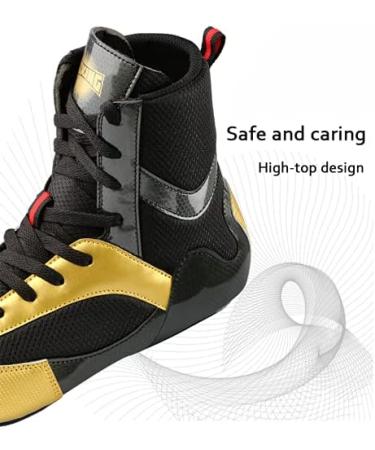 YAOTIAO High Top Boxing Shoes - Men's Breathable Non-Slip Training Boots - Indoor Outdoor Wrestling Shoes - Gold - Size 9 - Buy Online on GoSupps.com