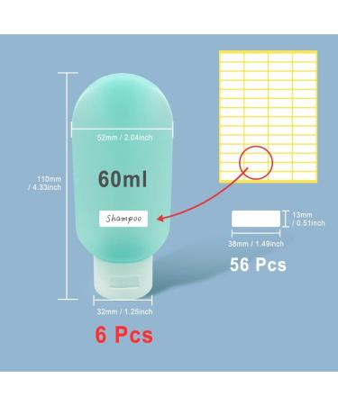 HLIWS 6 Pcs 60ml Travel Leak Proof Refillable Bottles Frosted Travel Containers for Lotion Liquid Shampoos with 56 pcs Labels(1 Red 1 green 1 yellow + 3 white) Coloured Dispenser Bottle - 6 - Buy Online on GoSupps.com