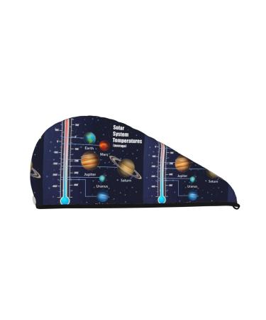 Solar System Temperatures Diagram Microfiber Hair Towel Soft Super Absorbent Hair Towel Wrap for Women Coral Velvet Quick Dry Hair Cap for Long Curly and Thick Hair