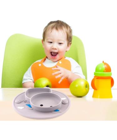 Baby Silicone Plate - Toddler Suction Mini Plate Placemat for Self Feeding - BPA Free - Gray - Buy Online on GoSupps.com