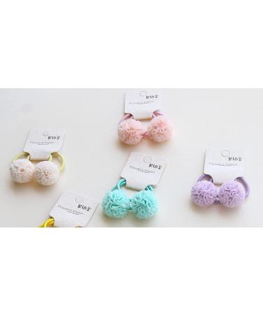Hot&Sattion 20pcs Flower Pom Ball Hair Ties for Girls | Small Hair Ties for Kids | Multicolor Stretchy Ponytail Holders - Buy Online on GoSupps.com