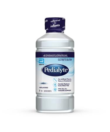 Pedialyte Electrolyte Solution, Unflavored, Hydration Drink, 1 Liter Unflavored 33.8 Fl Oz (Pack of 1) - Buy Online on GoSupps.com