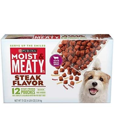 Purina Moist & Meaty Steak Flavor Dog Food 12 ct Box 4.5 Pound (Pack of 1)
