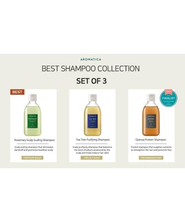 AROMATICA Plant-Based Vegan Shampoo Collection - Rosemary Tea Tree Quinoa - Sulfate, Silicone, and Paraben-Free - Trial Set - Buy Online on GoSupps.com