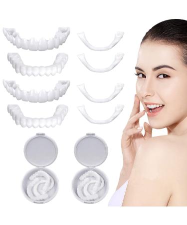 Frenzify 1 pair of false teeth veneers dentures for plug in cosmetic veneers teeth artificial teeth fake braces at the top for men women self -confident smile