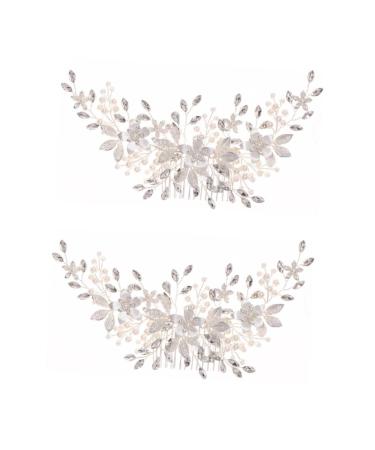 FRCOLOR Set of 2 Alloy Pearl Hair Comb Hair Accessories Bridal Veil Comb Pearl Jewellery Tiara Headwear for Bridal Headpiece Beads Manual Decorate Iron Wire