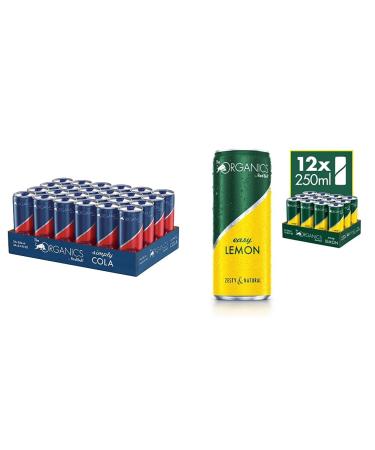 Set: Organics by Red Bull Simply Cola disposable (24 x 250 ml) & Organics by Red Bull Easy Lemon disposable (12 x 250 ml) with deposit - Germany set with Easy Lemon