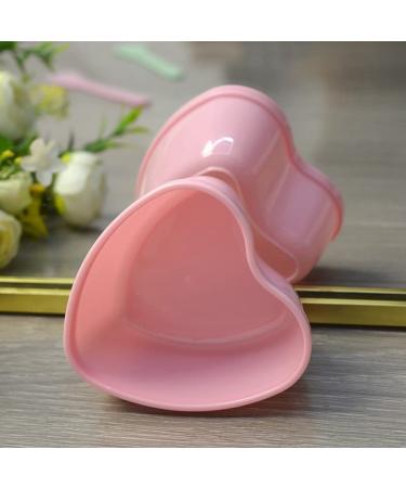 2 Sets Plastic Heart Shaped Facial Mask Mixing Bowl & Spatula - DIY Skin Care Kit for Women - Beauty Salon Essential - Pink & Green - Buy Online on GoSupps.com