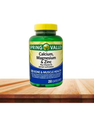 Spring Valley Calcium Magnesium & Zinc Plus Vitamin D3 Coated Caplets 250 Ct