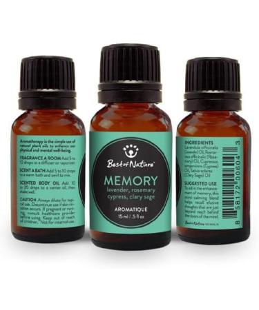 Best of Nature Memory Essential Oil Blend 100% Pure for Diffuser Aromatherapy & Focus Herbal Refreshing Scent with Lavender Rosemary Cypress & Clary Sage - Buy Online on GoSupps.com