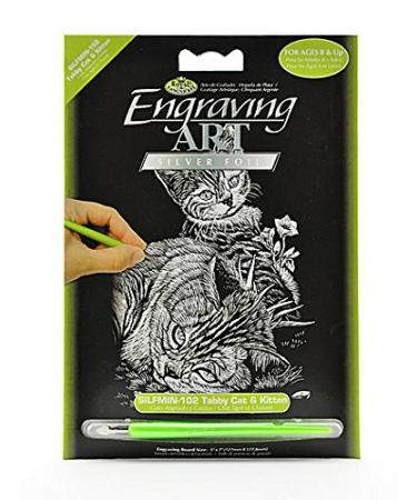 Bulk Buy: Royal Mini Silver Leaf Brush Engraving Art Kit 5 x 7 inch & Cat Tiger Kitten Silmin-102 (6)- Bulk Buy