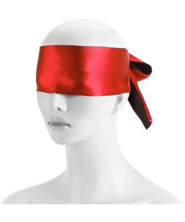 2 Pack Soft Satin Eye Masks - 60 Inch Shading Eye Mask Set for Couples and Nap - Black Red + Black - Buy Online on GoSupps.com