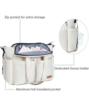 Lekebaby Large Baby Changing Bag for Stylish Mom and Dad - Quilted Beige with Travel Tote and Nappy Changing Mat - Buy Online on GoSupps.com